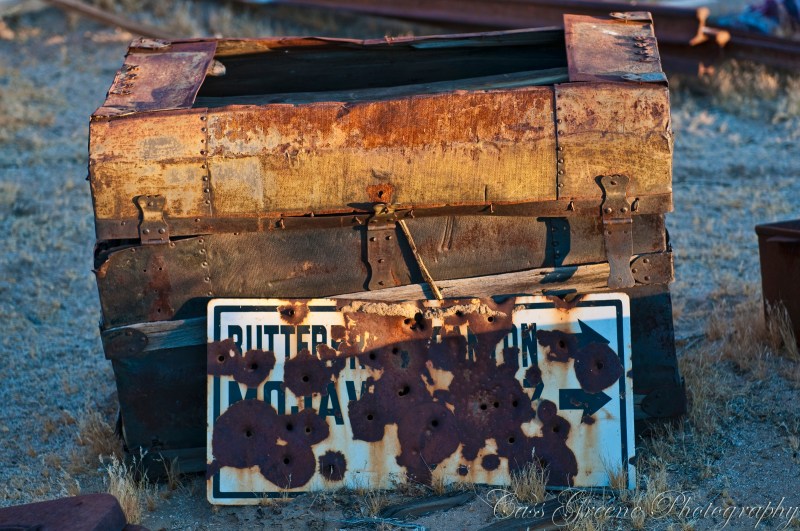 Historical town with old luggage trunk